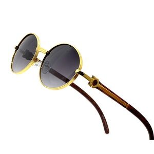 Round Sunglasses Gold Frame‎ Men's Fashion Shades Retro Vintage UV400 Protection